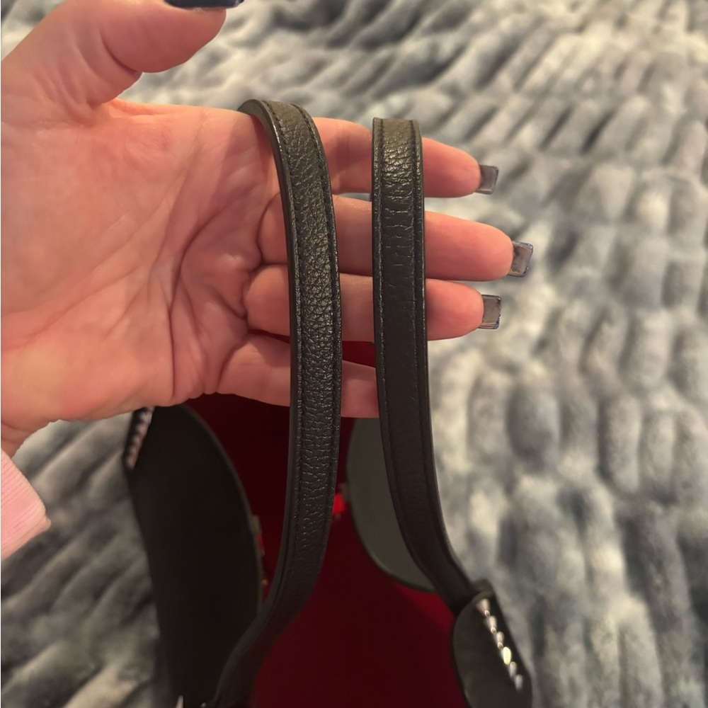 Christian Louboutin Black Leather Tote with Signature Red Trim - Picture 8 of 13